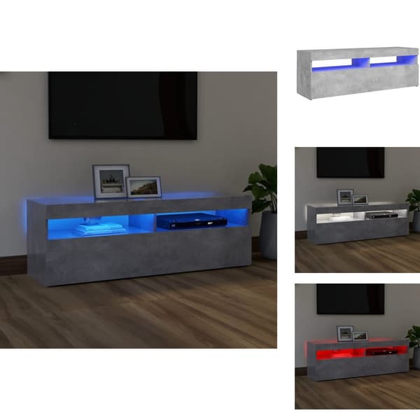 TV-møbler - Living tv-bord med LED-lys 120x35x40 cm betongrå