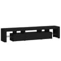 Miniatyrbillede 8 af 11: TV-møbler - Living tv-bord med LED-lys sort 200x36,5x40 cm