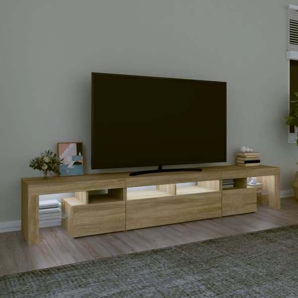 TV-bänkar - Living Tv-bänk med LED-belysning sonoma ek 230x36,5x40 cm