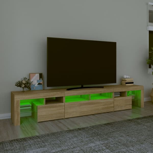 TV-bänkar - Living Tv-bänk med LED-belysning sonoma ek 230x36,5x40 cm