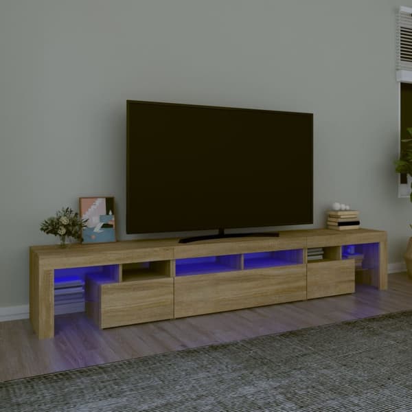 TV-bänkar - Living Tv-bänk med LED-belysning sonoma ek 230x36,5x40 cm