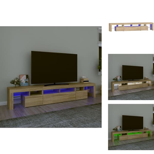 TV-bänkar - Living Tv-bänk med LED-belysning sonoma ek 230x36,5x40 cm