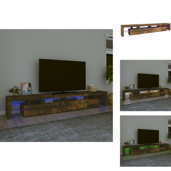 TV-bänkar - Living Tv-bänk med LED-belysning rökfärgad ek 260x36,5x40 cm