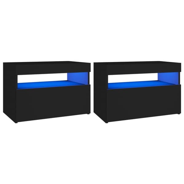 TV-møbler - Living tv-borde med LED-lys 2 stk. 60x35x40 cm sort