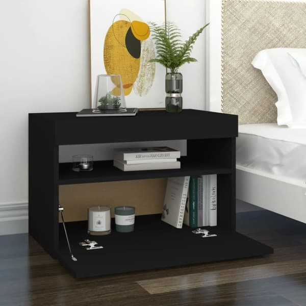 TV-møbler - Living tv-borde med LED-lys 2 stk. 60x35x40 cm sort