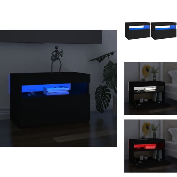 TV-møbler - Living tv-borde med LED-lys 2 stk. 60x35x40 cm sort