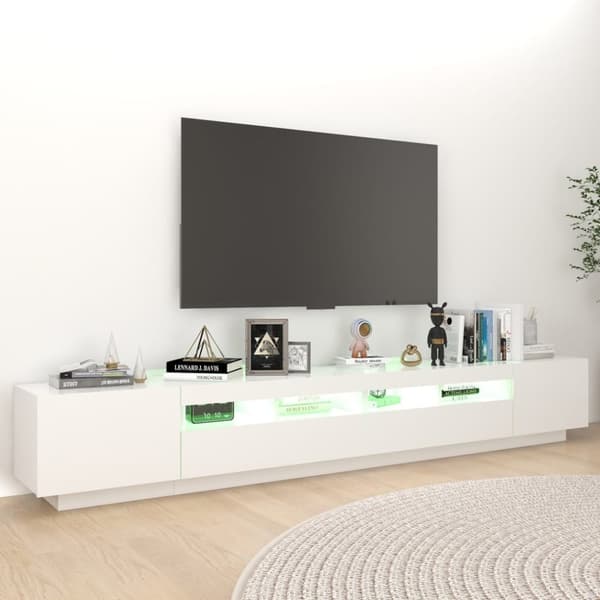 TV-møbler - Living tv-skab med LED-lys 260x35x40 cm hvid
