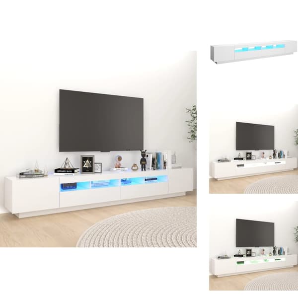 TV-møbler - Living tv-skab med LED-lys 260x35x40 cm hvid