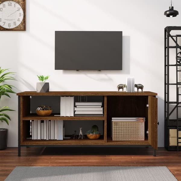 TV-møbler - Living tv-bord 100x40x45 cm konstrueret træ brun egetræsfarve