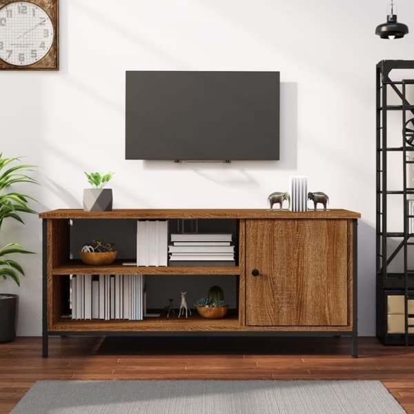 TV-møbler - Living tv-bord 100x40x45 cm konstrueret træ brun egetræsfarve