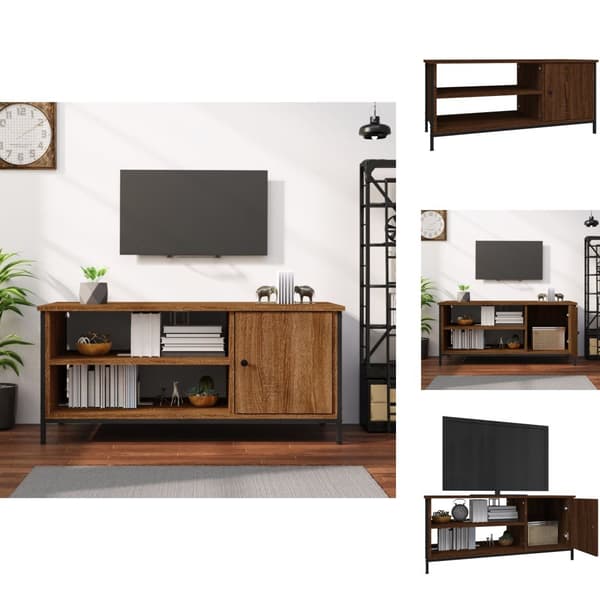 TV-møbler - Living tv-bord 100x40x45 cm konstrueret træ brun egetræsfarve
