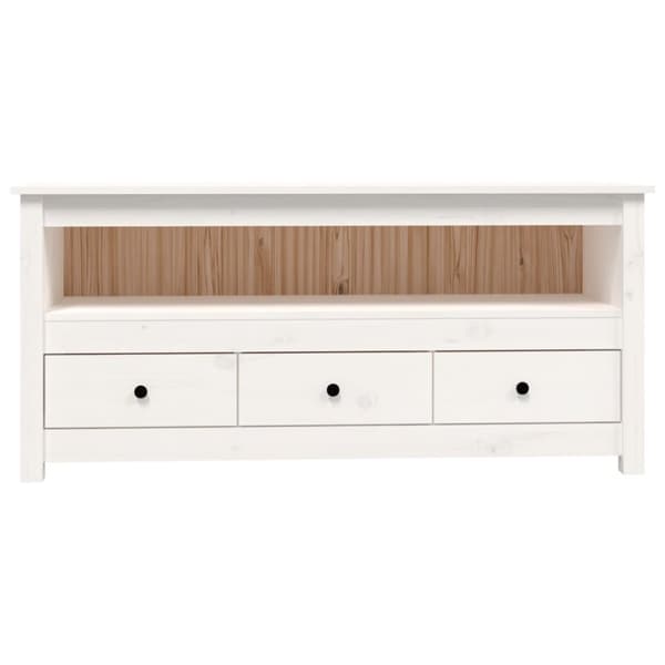 TV-møbler - Living tv-bord 114x35x52 cm massivt fyrretræ hvid