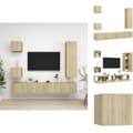 Miniatyrbild 1 av 10: TV-bänkar - Living TV-skåp 5 delar sonoma-ek konstruerat trä