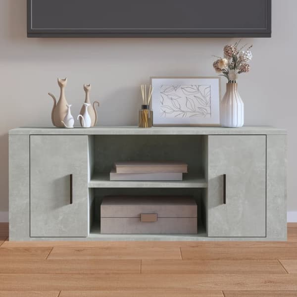TV-bänkar - Living Tv-bänk betonggrå 100x35x40 cm konstruerat trä