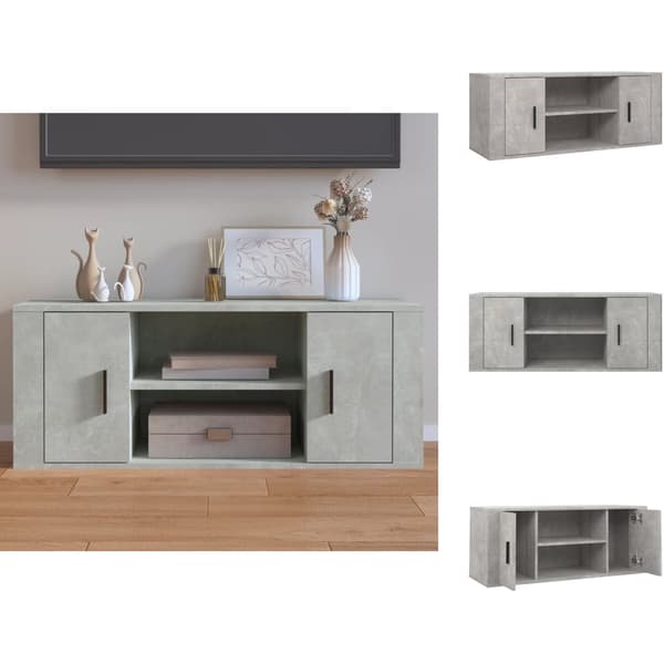 TV-bänkar - Living Tv-bänk betonggrå 100x35x40 cm konstruerat trä