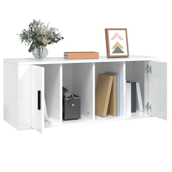 TV-bänkar - Living TV-skåp vit högglans 100x35x40 cm konstruerat trä