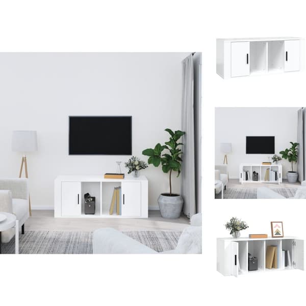 TV-bänkar - Living TV-skåp vit högglans 100x35x40 cm konstruerat trä