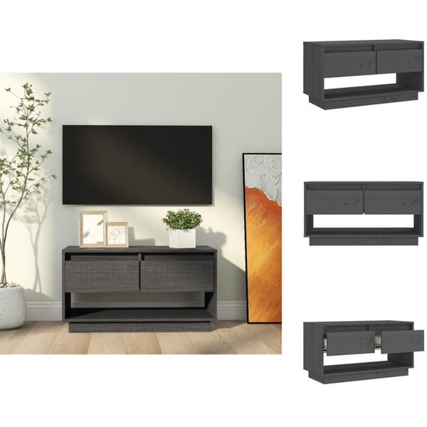 TV-møbler - Living tv-bord 74x34x40 cm massivt fyrretræ grå