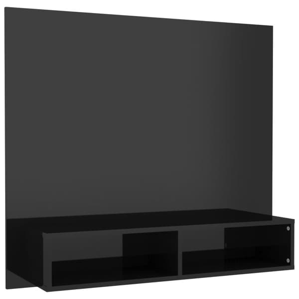 TV-møbler - Living væghængt tv-skab 102x23,5x90 cm konstrueret træ sort højglans