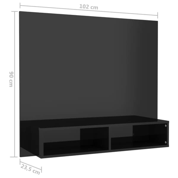 TV-møbler - Living væghængt tv-skab 102x23,5x90 cm konstrueret træ sort højglans