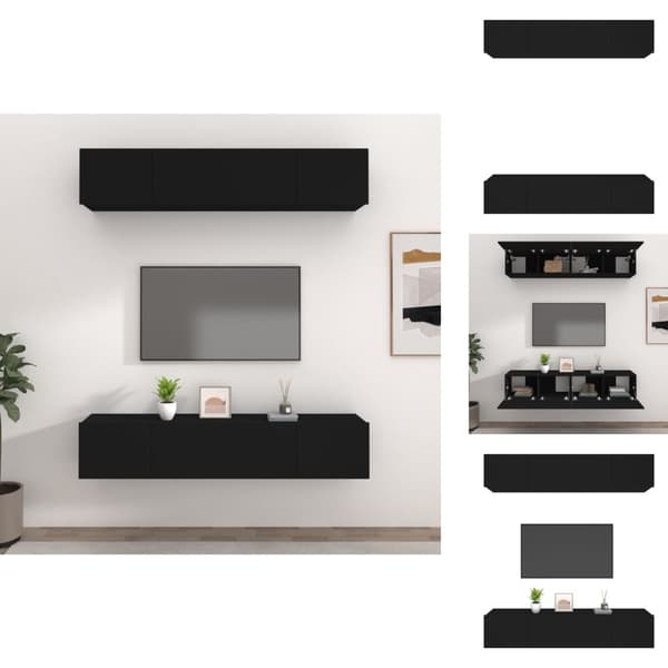 TV-bänkar - Living TV-skåp 4 delar svart 80x30x30 cm konstruerat trä