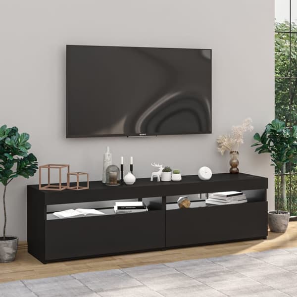 TV-bänkar - Living Tv-bänkar med LED-belysning 2 st svart 75x35x40 cm