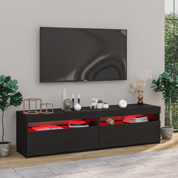 TV-bänkar - Living Tv-bänkar med LED-belysning 2 st svart 75x35x40 cm