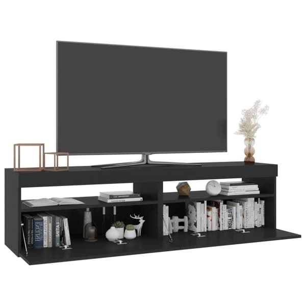 TV-bänkar - Living Tv-bänkar med LED-belysning 2 st svart 75x35x40 cm