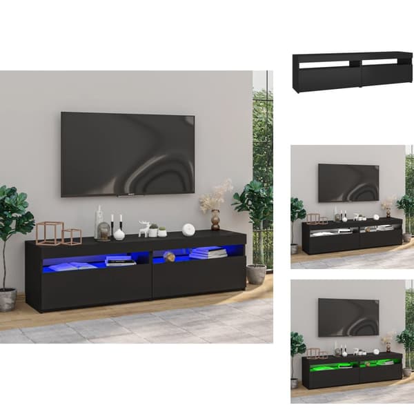 TV-bänkar - Living Tv-bänkar med LED-belysning 2 st svart 75x35x40 cm