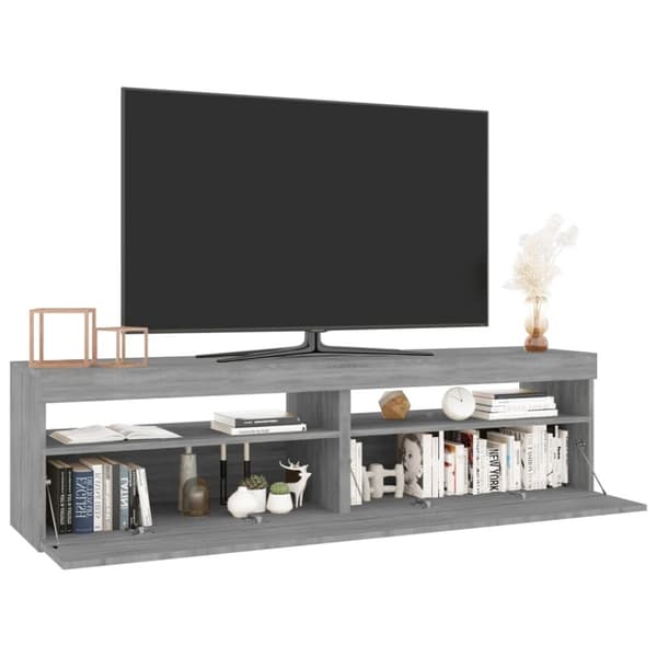 TV-bänkar - Living Tv-bänkar med LED-belysning 2 st grå sonoma 75x35x40 cm