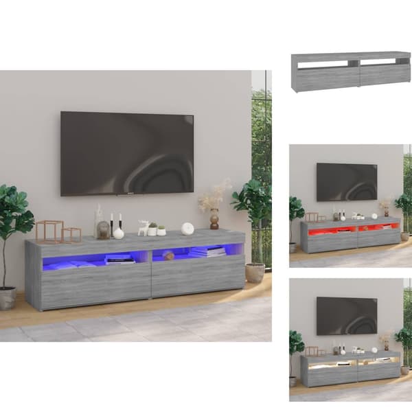 TV-bänkar - Living Tv-bänkar med LED-belysning 2 st grå sonoma 75x35x40 cm