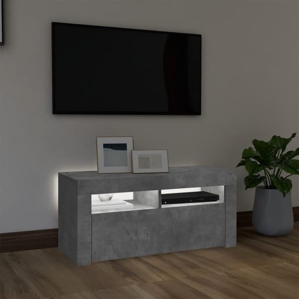 TV-tasot - Living TV-taso LED-valoilla betoninharmaa 90x35x40 cm
