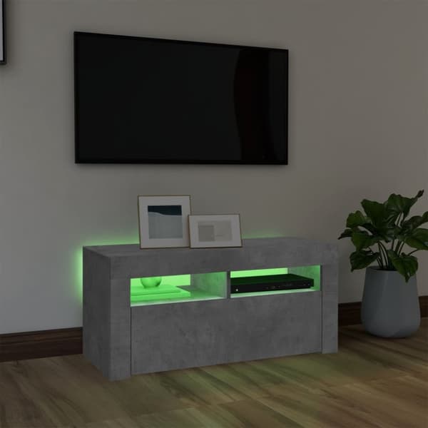 TV-tasot - Living TV-taso LED-valoilla betoninharmaa 90x35x40 cm