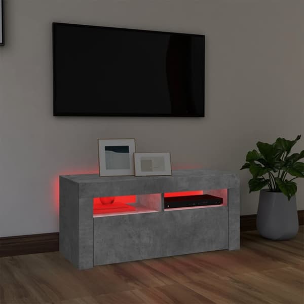TV-tasot - Living TV-taso LED-valoilla betoninharmaa 90x35x40 cm