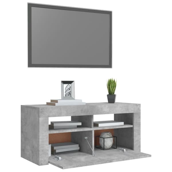 TV-tasot - Living TV-taso LED-valoilla betoninharmaa 90x35x40 cm