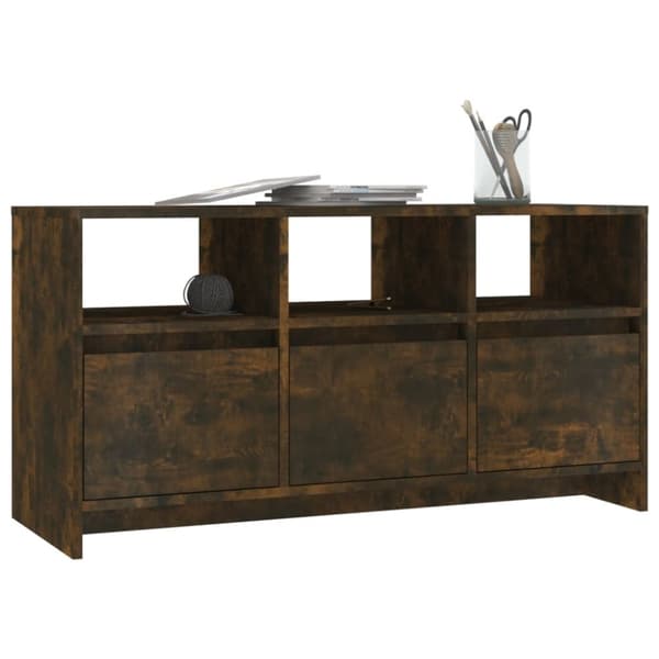 TV-bänkar - Living Tv-bänk rökfärgad ek 102x37,5x52,5 cm konstruerat trä