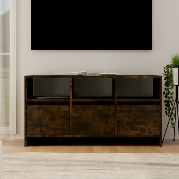 TV-bänkar - Living Tv-bänk rökfärgad ek 102x37,5x52,5 cm konstruerat trä