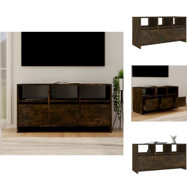 TV-bänkar - Living Tv-bänk rökfärgad ek 102x37,5x52,5 cm konstruerat trä