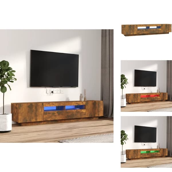 TV-tasot - Living 2-osainen TV-kaappisarja LED-valoilla savutammi tekninen puu