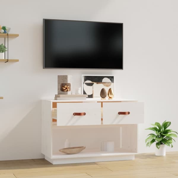 TV-bänkar - Living Tv-bänk vit 90x40x60 cm massiv furu