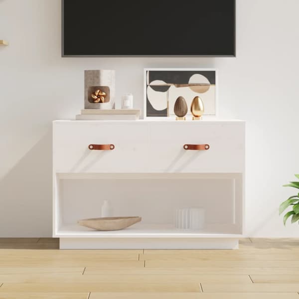 TV-bänkar - Living Tv-bänk vit 90x40x60 cm massiv furu