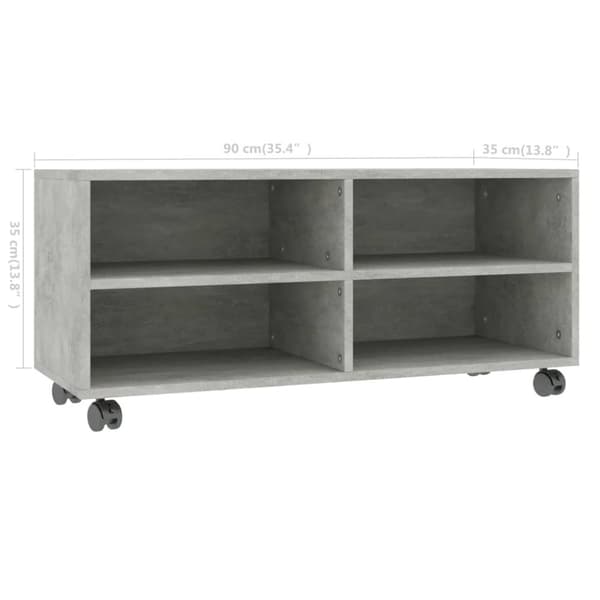 TV-bänkar - Living Tv-bänk med hjul betonggrå 90x35x35 cm konstruerat trä