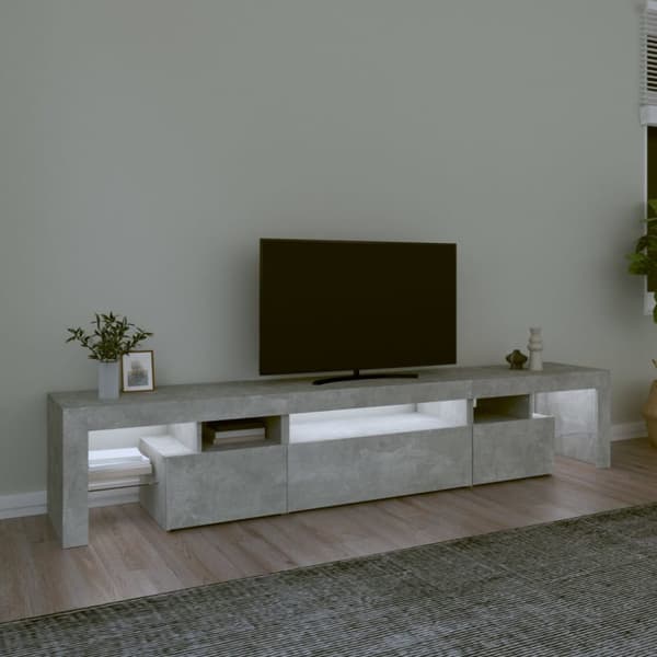 TV-bänkar - Living Tv-bänk med LED-belysning betonggrå 215x36,5x40 cm
