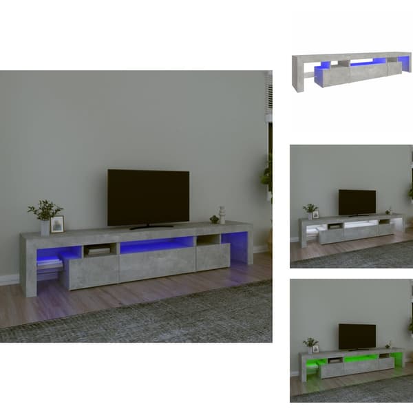 TV-bänkar - Living Tv-bänk med LED-belysning betonggrå 215x36,5x40 cm