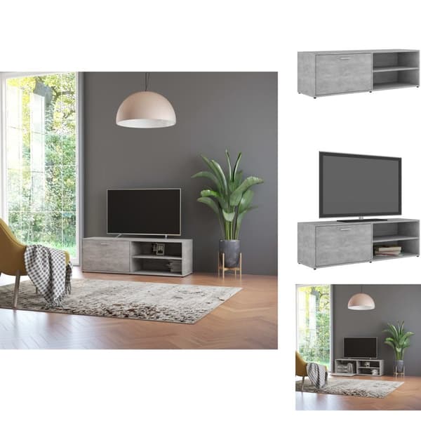 TV-bänkar - Living Tv-bänk betonggrå 120x34x37 cm konstruerat trä