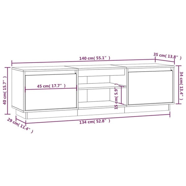 TV-møbler - Living tv-bord 140x35x40 cm massivt fyrretræ