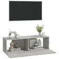 Pikkukuva 5 / 10: TV-tasot - Living TV-seinäkaapit 2 kpl betoninharmaa 100x30x30 cm tekninen puu