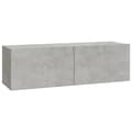 Pikkukuva 6 / 10: TV-tasot - Living TV-seinäkaapit 2 kpl betoninharmaa 100x30x30 cm tekninen puu