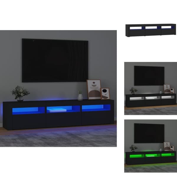 TV-møbler - Living tv-bord med LED-lys 180x35x40 cm sort