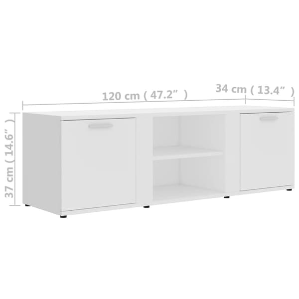 TV-møbler - Living tv-bord 120x34x37 cm konstrueret træ hvid
